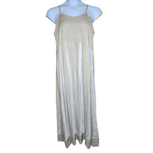 VINTAGE beige neutral ren faire‎ medieval strappy tank maxi dress XL